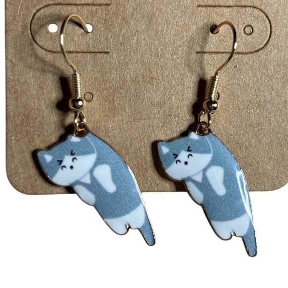 Colorful Cat Dangle Earrings NWOT - Picture 5 of 8